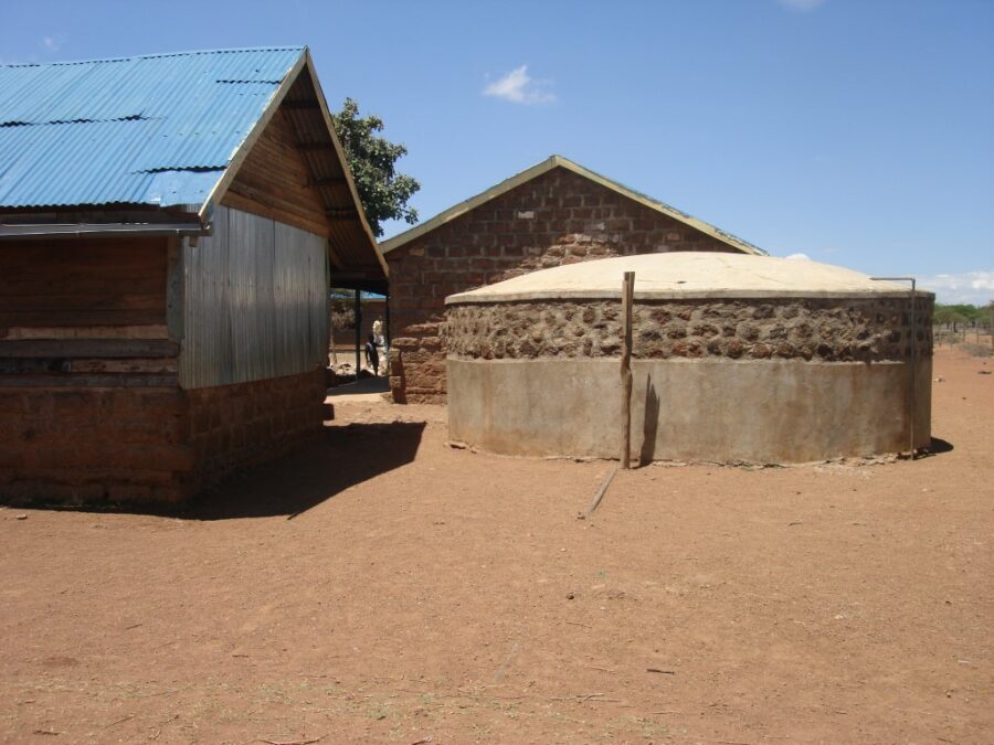Rainwater catchment tank in Kenya