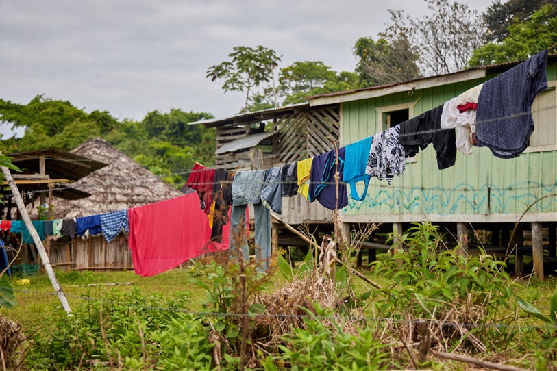 Laundry hanging in yard in rural Costa Rica