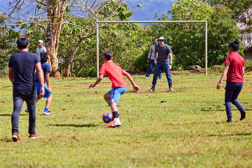 Playing soccer with locals Costa Rica