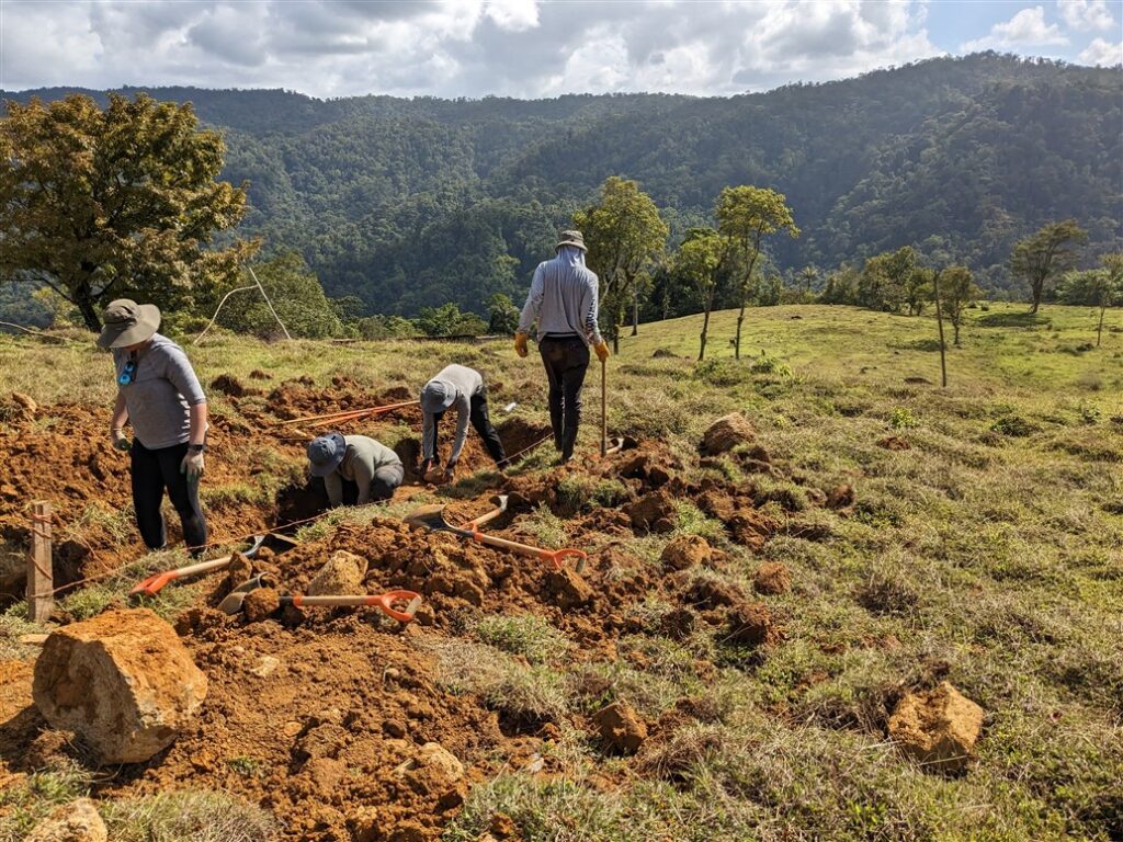 Volunteers digging trench Costa Rica