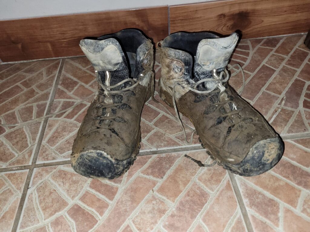 A volunteer's muddy boots Costa Rica