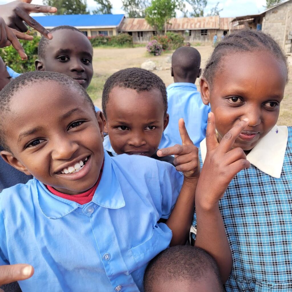 Smiling school kids in Kenya