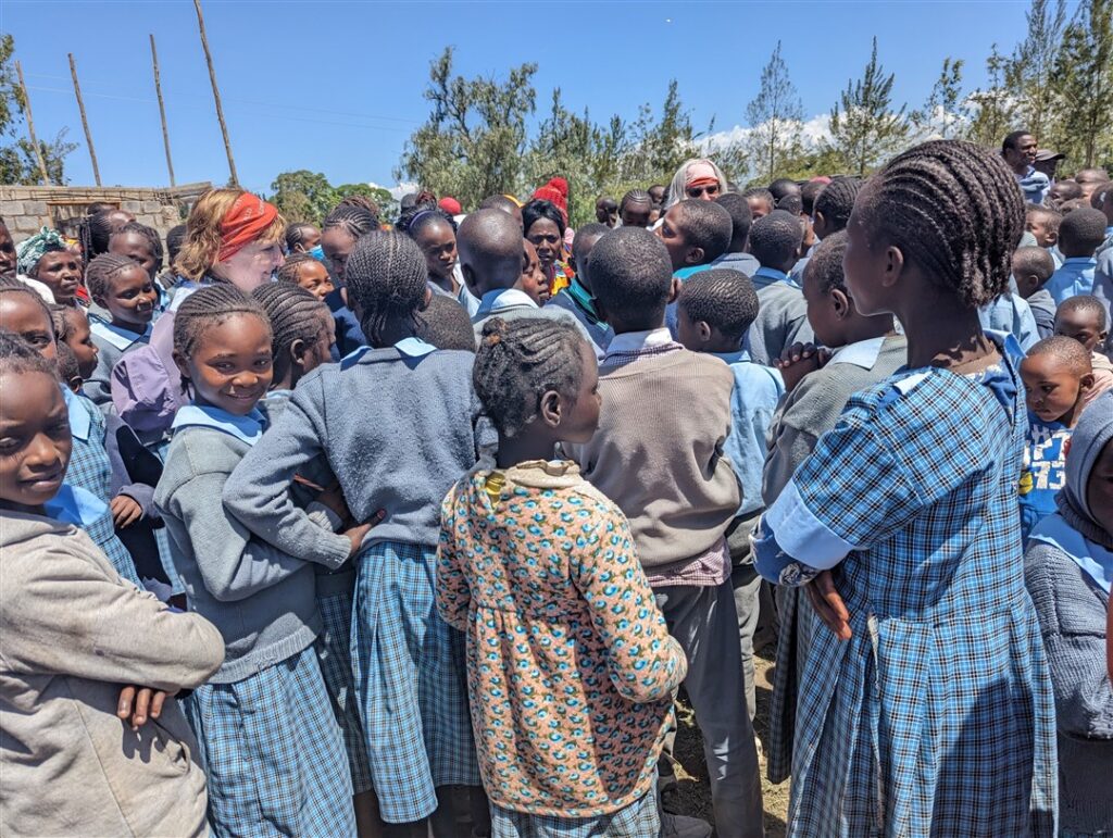 Schoolchildren outside in Kenya