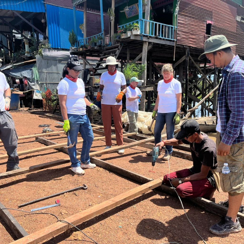 Salesforce volunteers in Cambodia at project site