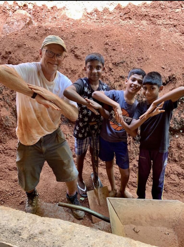 Russ with the boys wheelbarrow crew today Sri Lanka