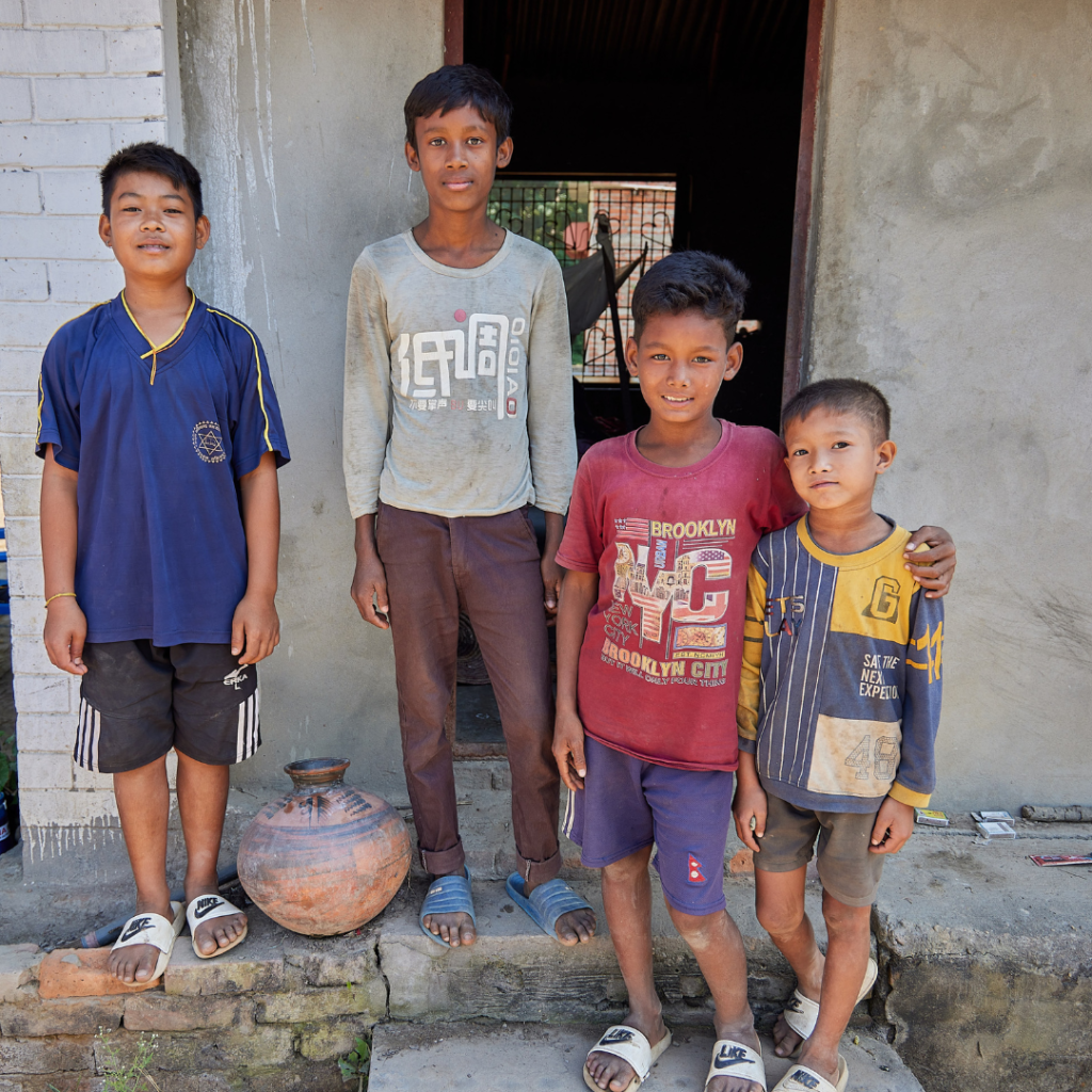 Young boys in doorway Nepal