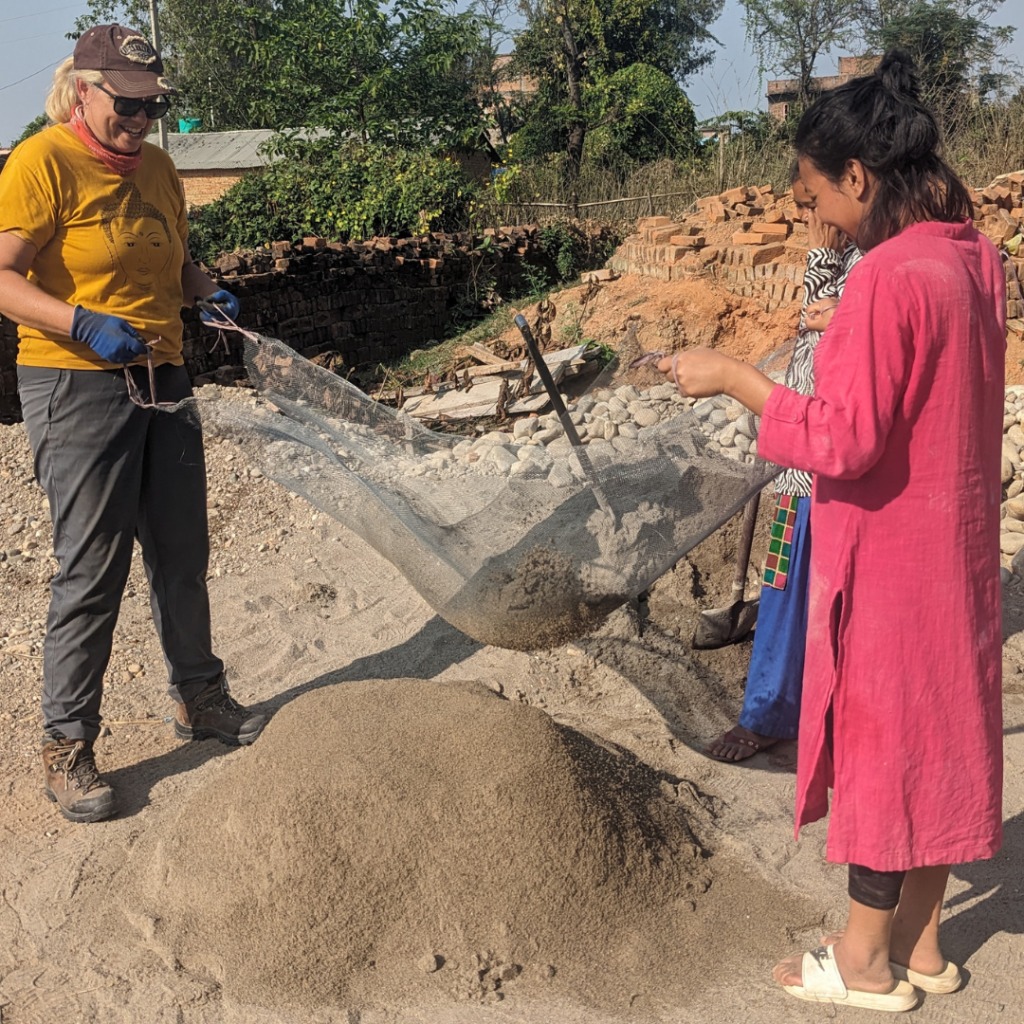 sifting sand in Nepal