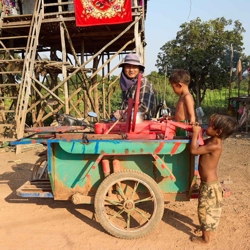 Local children with cart Cambodia