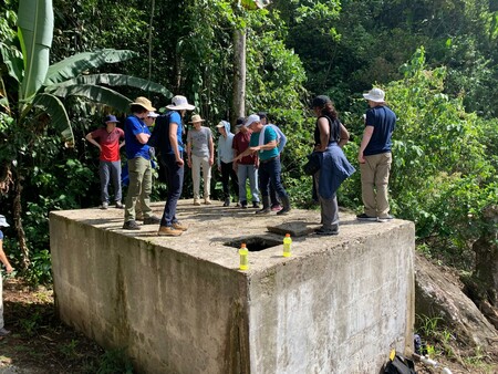 Volunteers on concrete block Costa Rica