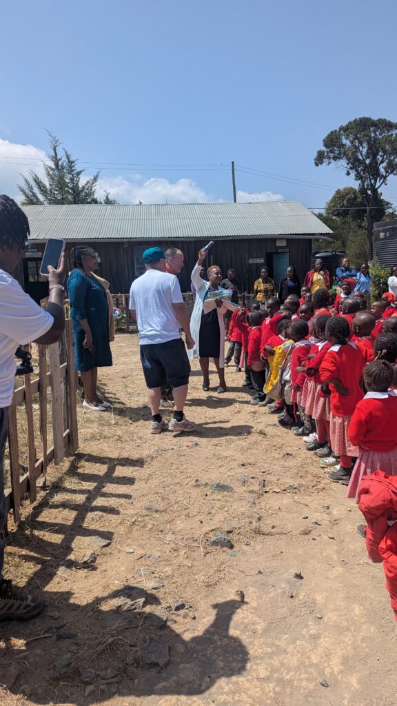 School kids receiving gifts Kenya