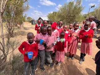 School Children lined up outside Kenya