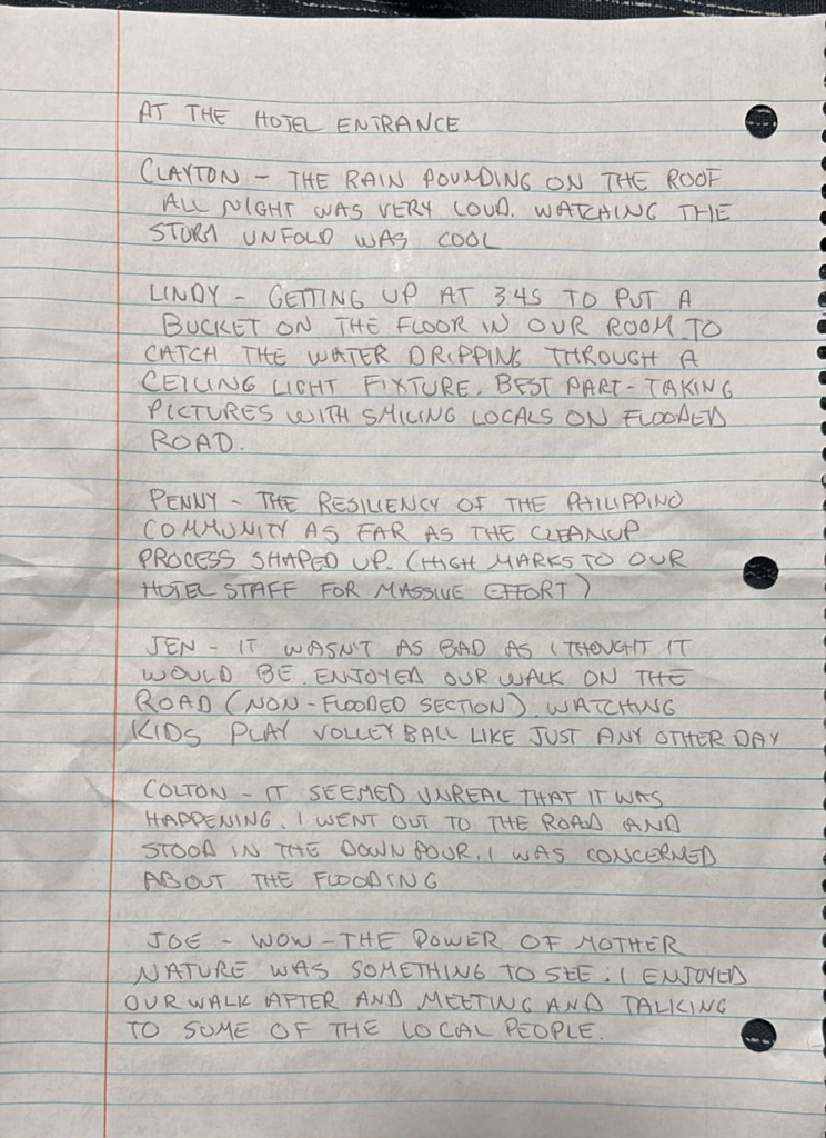 Hand written entry because of Typhoon