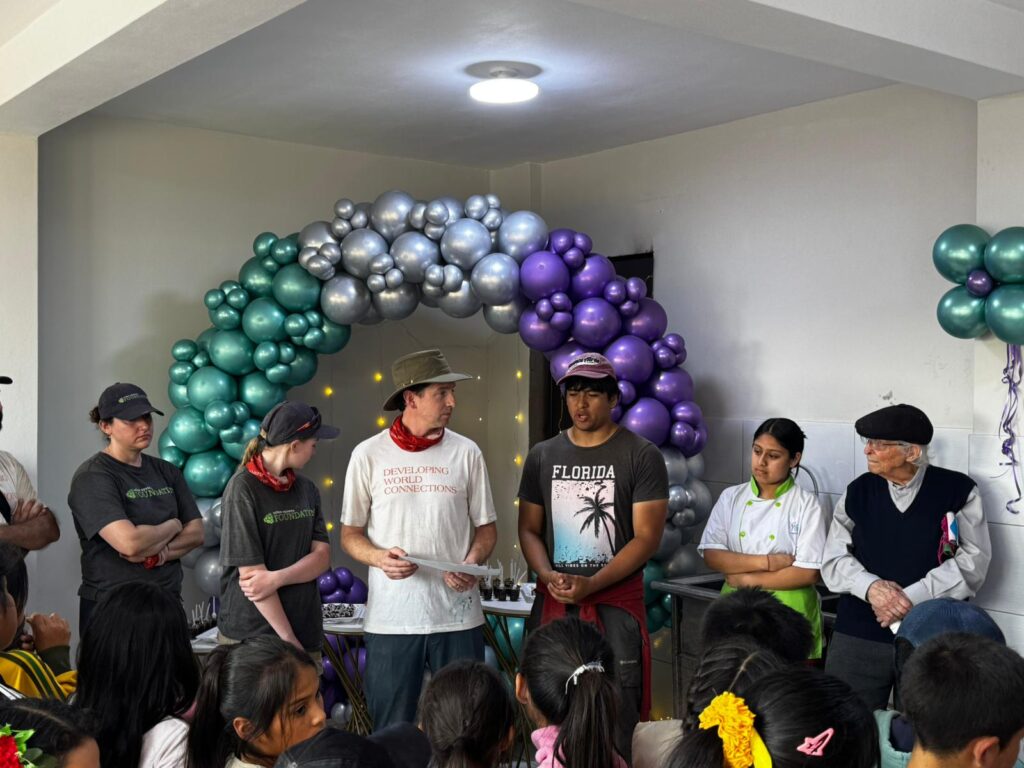 Volunteer at goodbye ceremony Peru