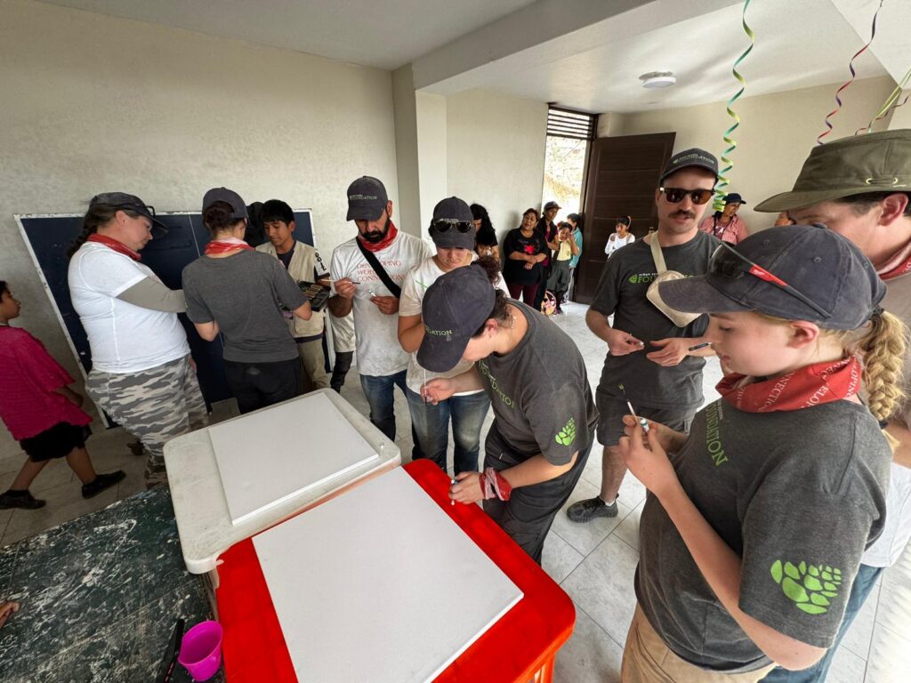 Volunteer mingling at goodbye ceremony Peru